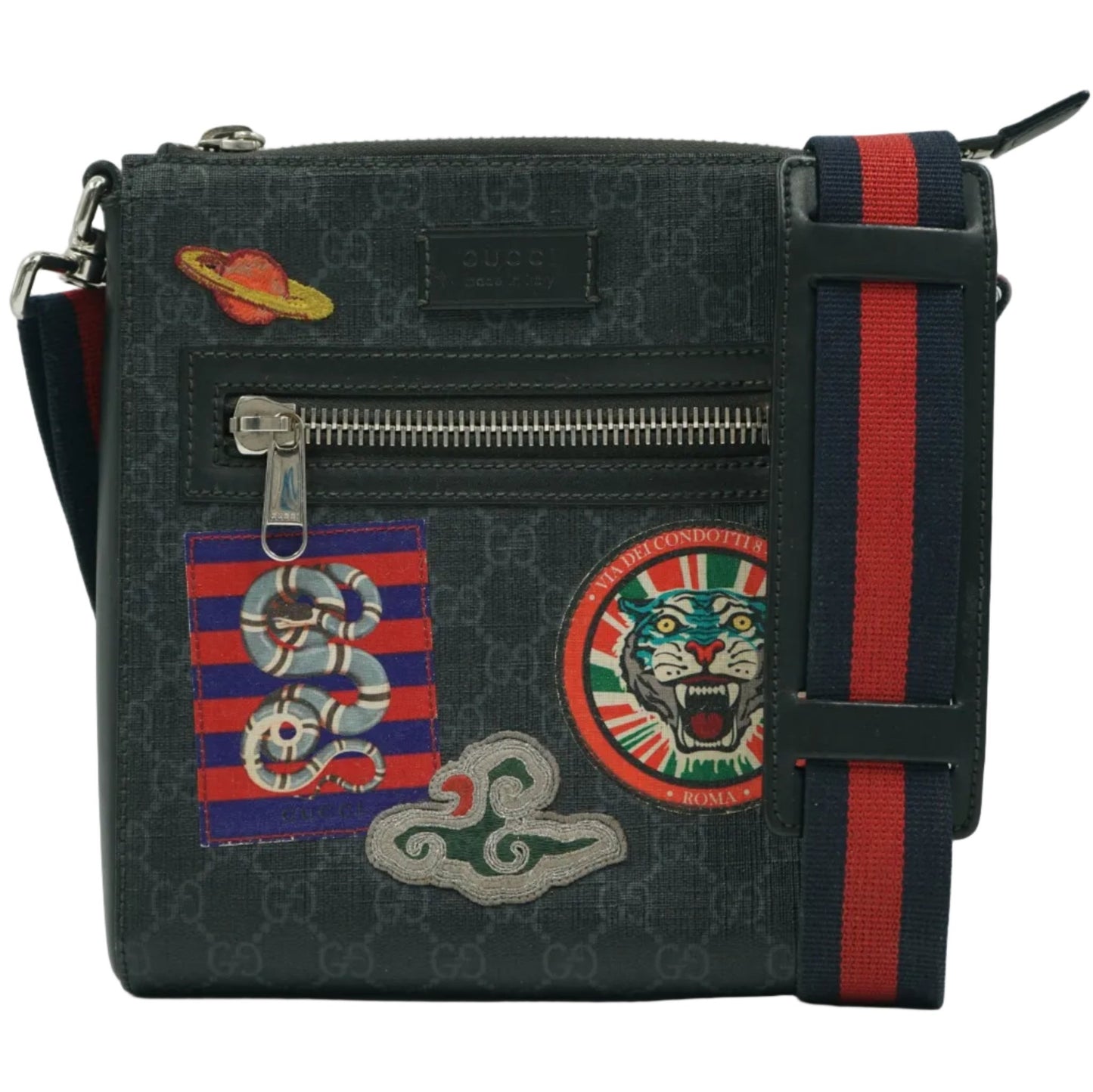 Gucci Night Courrier Messenger GG Supreme Black/Grey Shoulderbag - Gucci - SecondPlace