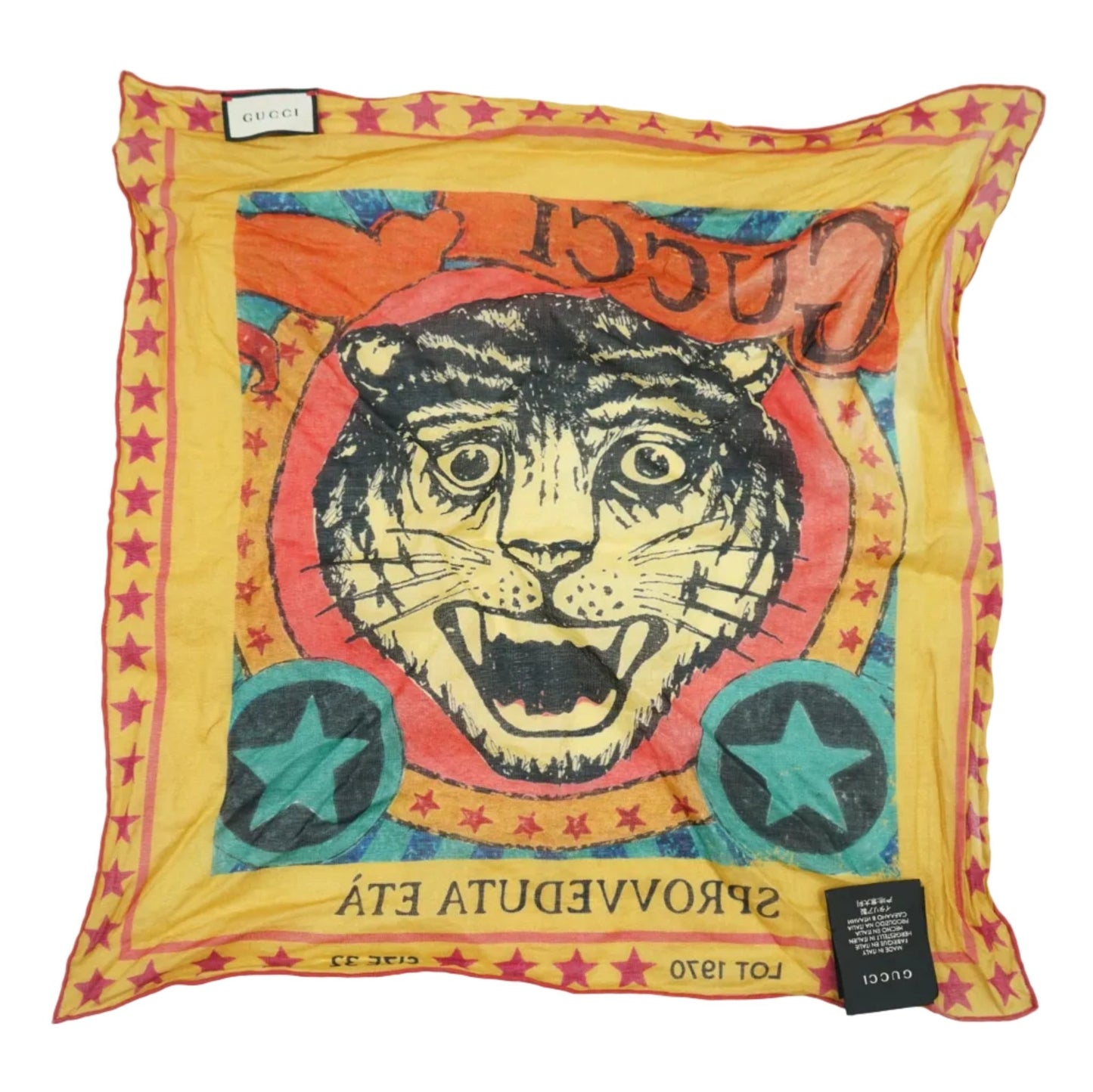 Gucci Tiger Print Yellow Scarf - Gucci - SecondPlace
