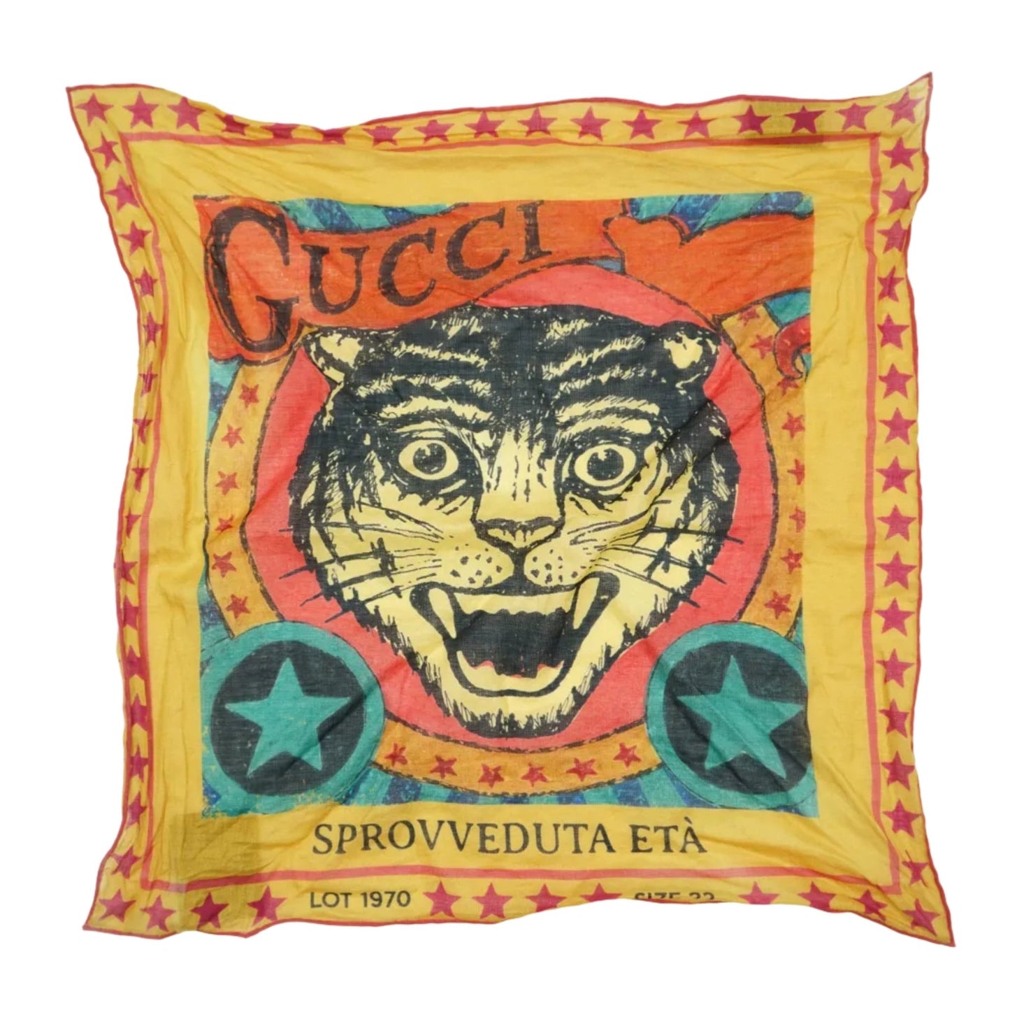 Gucci Tiger Print Yellow Scarf - Gucci - SecondPlace