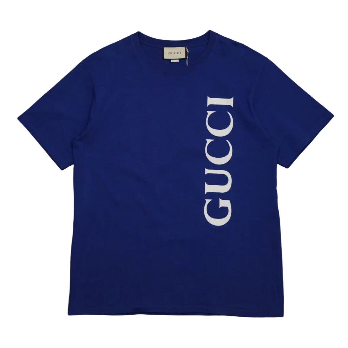 Gucci White Logo Print Marine Blue T-Shirt - Gucci - SecondPlace