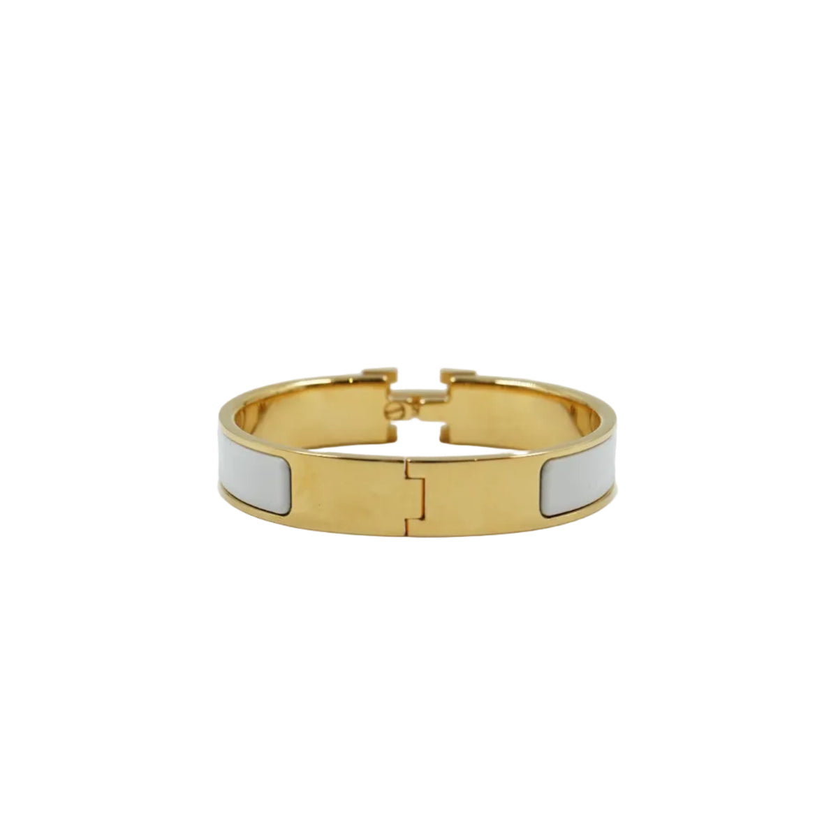 Hermès Clic H bracelet in white enamel with gold-plated hinge, back view