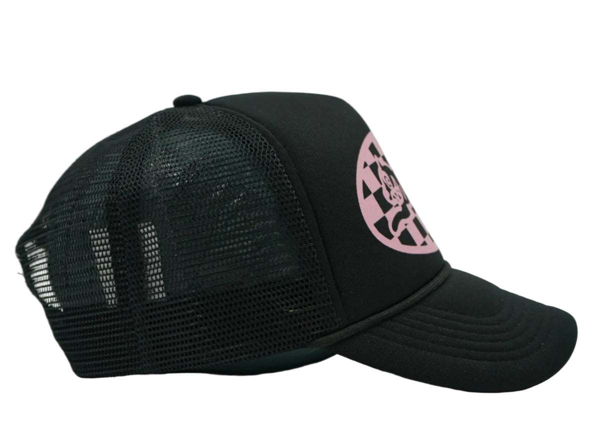 Ice Cream Checker Running Dog Black/Pink Trucker Cap - Ice Cream - SecondPlace