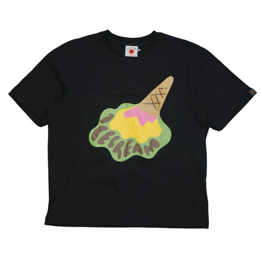 Ice Cream Dropped Ice Cream Cone Black T-Shirt - Ice Cream - SecondPlace