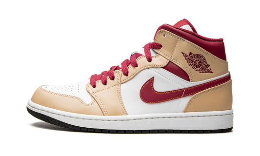 Air Jordan 1 Mid Light Curry Cardinal Red