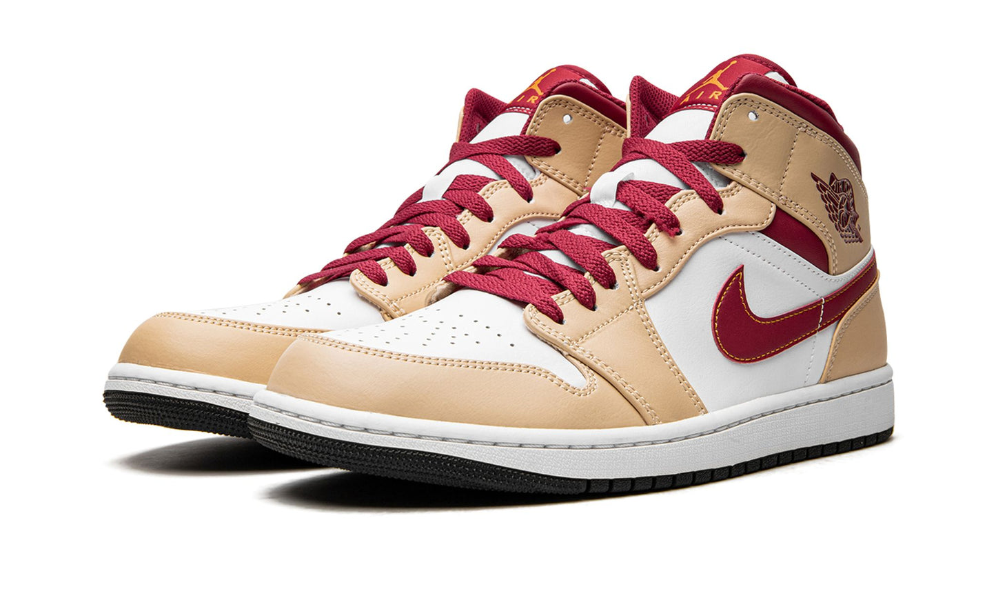 Air Jordan 1 Mid Light Curry Cardinal Red