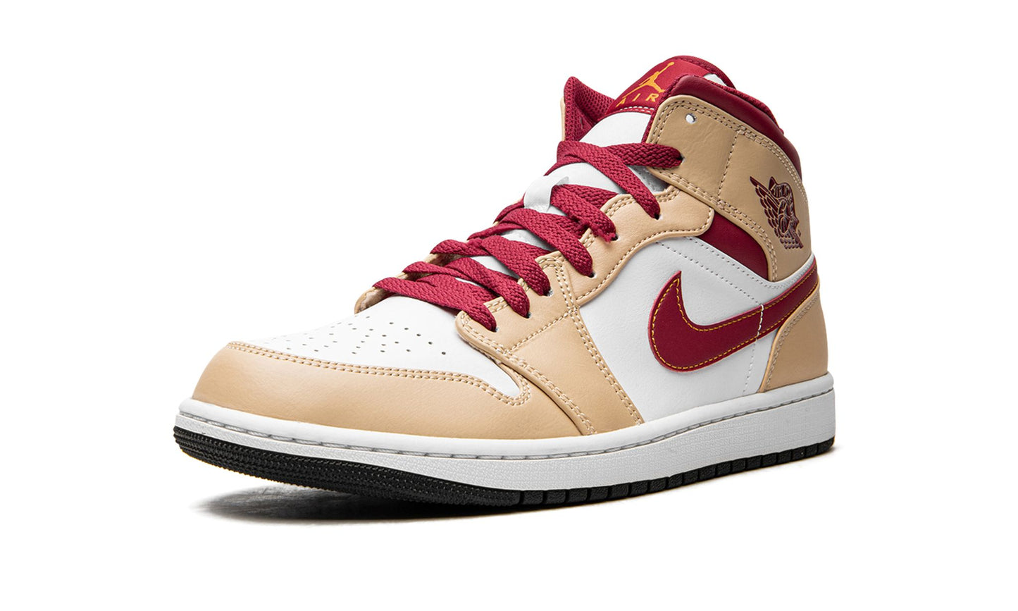 Air Jordan 1 Mid Light Curry Cardinal Red