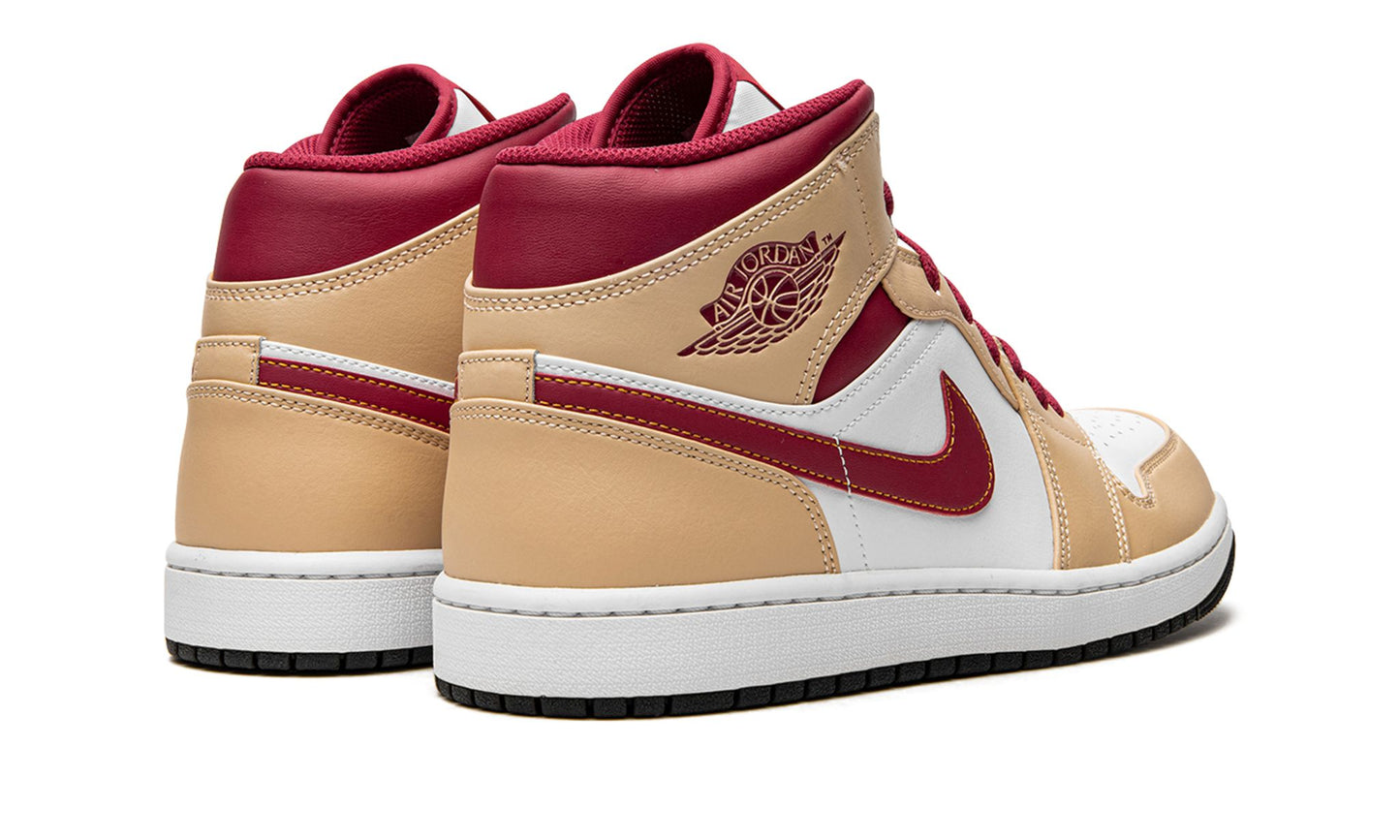 Air Jordan 1 Mid Light Curry Cardinal Red