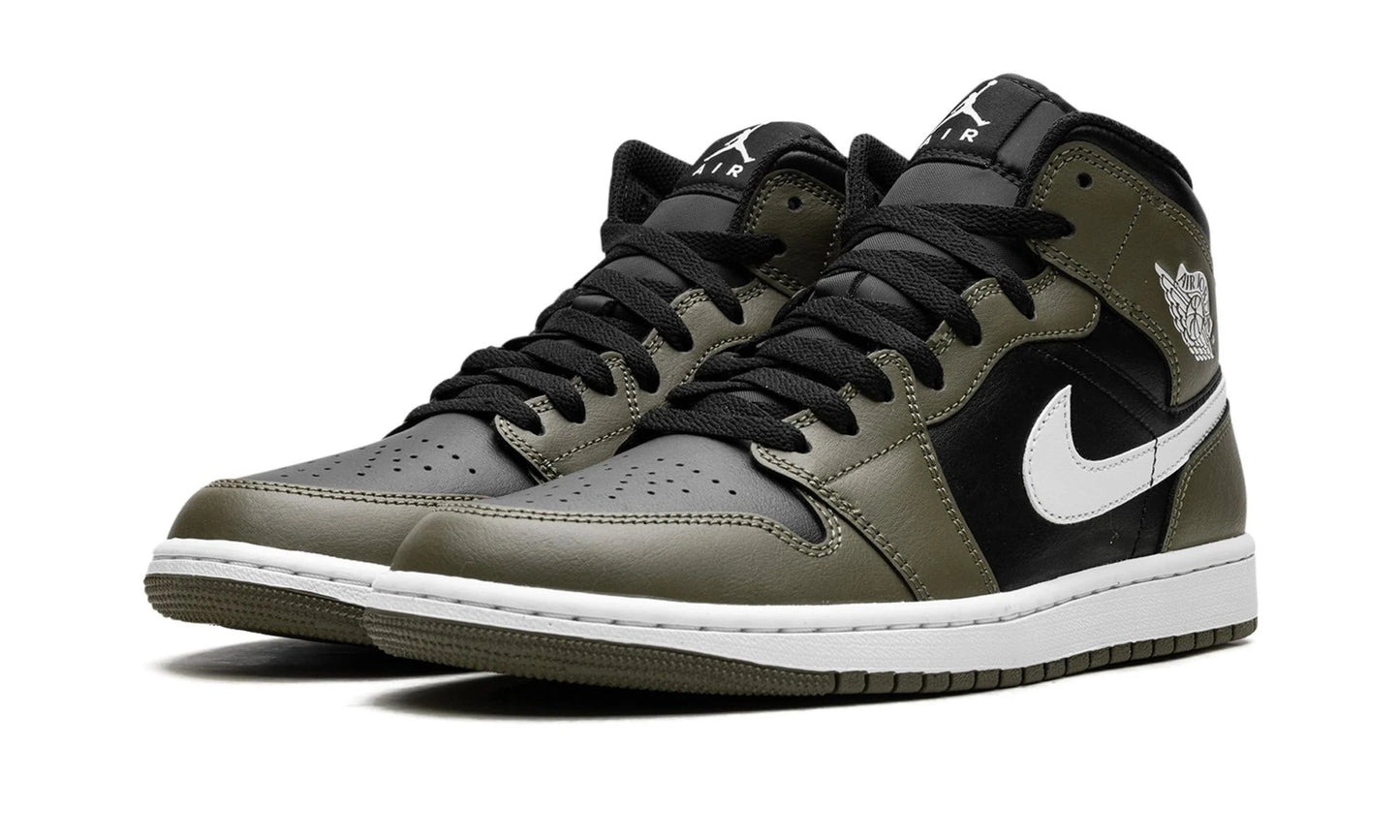 Air Jordan 1 Mid Black White Olive