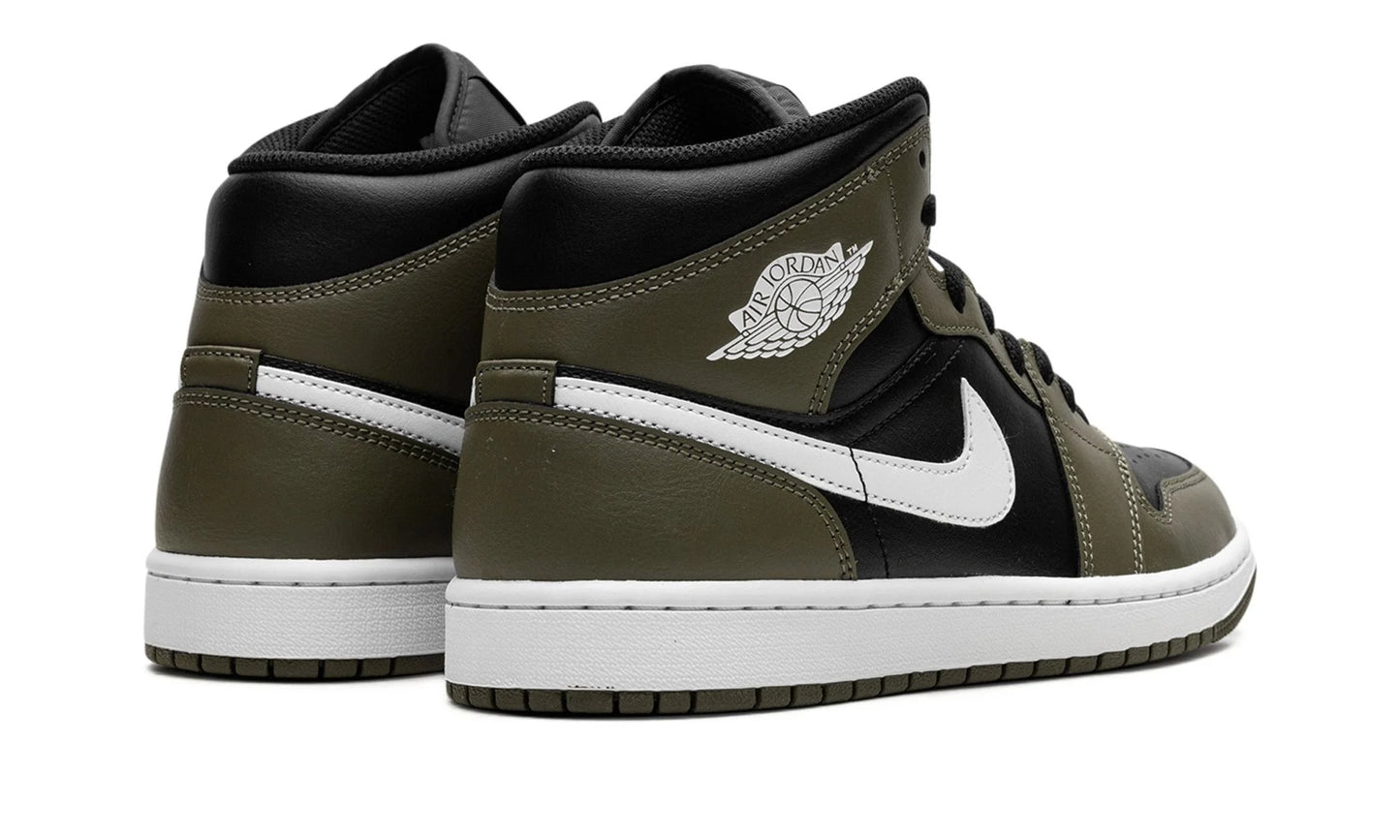 Air Jordan 1 Mid Black White Olive