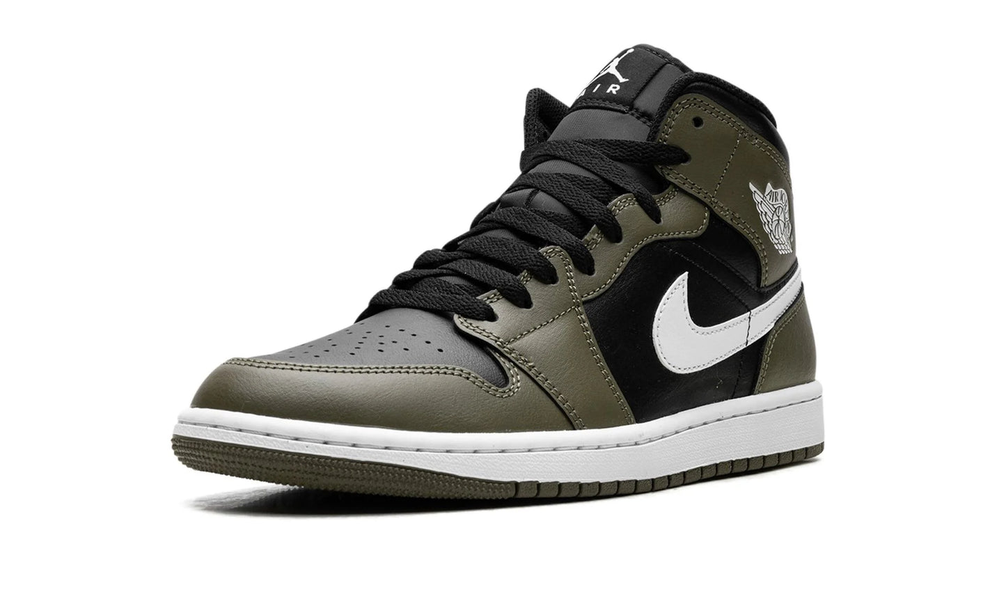 Air Jordan 1 Mid Black White Olive