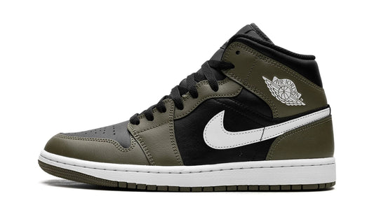 Air Jordan 1 Mid Black White Olive