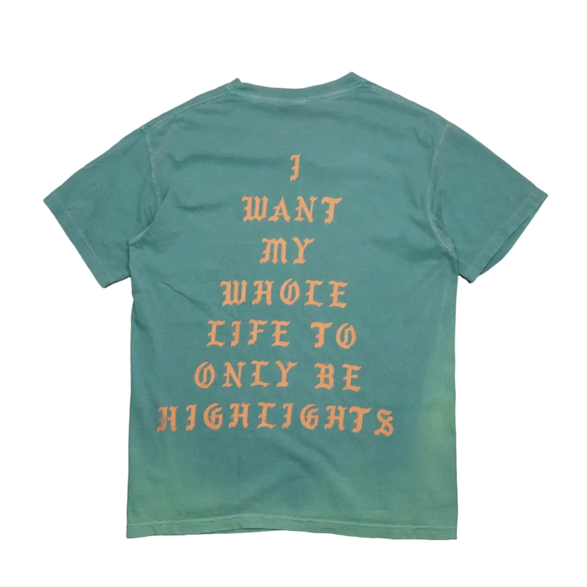 Pre-owned Kanye West The Life Of Pablo turquoise T-Shirt, back view