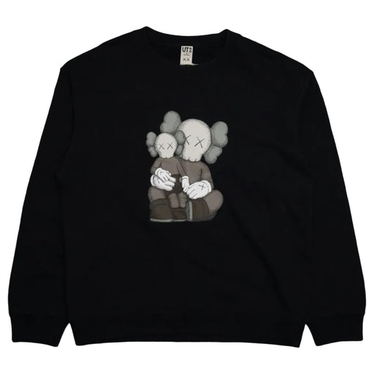 Pre-owned KAWS x Uniqlo Companion Family Black Sweatshirt, front view