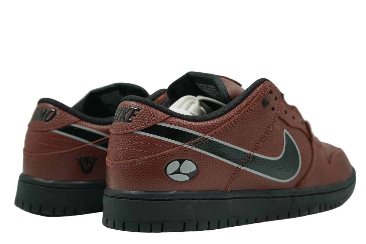 Brand new Limosine x Nike SB Dunk Low Football with split Nike and Limo heel tabs and Limosine logo, back view