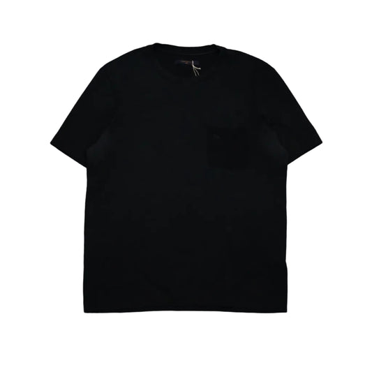 Pre-owned Louis Vuitton t-shirt in black cotton jersey with chest patch pocket, front view