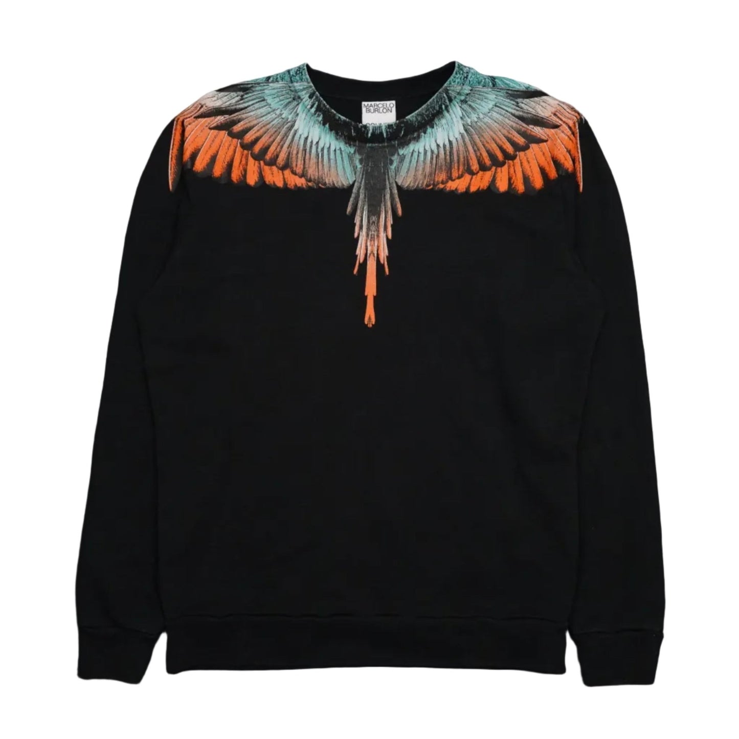 Marcelo Burlon Orange/Blue Wings Black Crewneck - Marcelo Burlon - SecondPlace