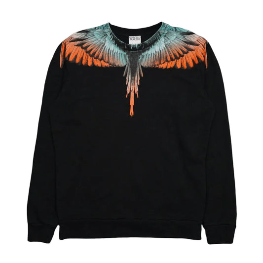 Marcelo Burlon Orange/Blue Wings Black Crewneck - Marcelo Burlon - SecondPlace
