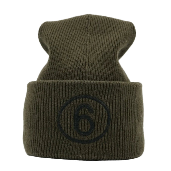 Maison Margiela Khaki Green Ribbed Beanie