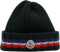Moncler Knitted Red/White/Blue Stripe Black Beanie