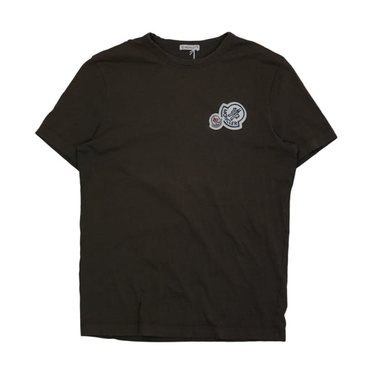 Moncler Maglia Double Chest Logo Brown T-Shirt - Moncler - SecondPlace