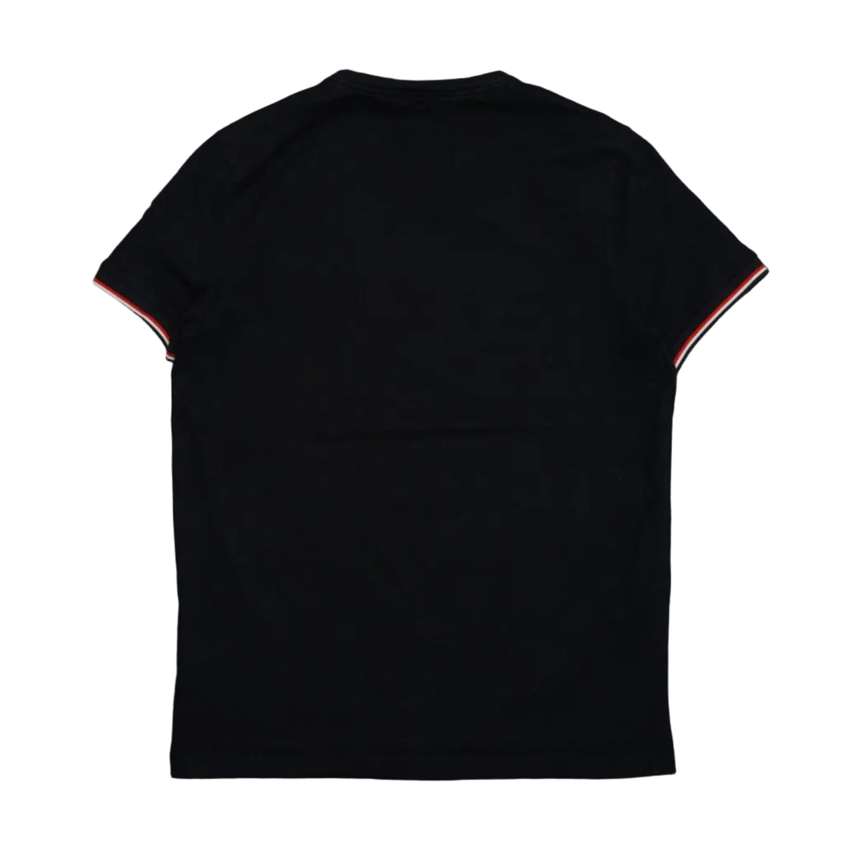 Pre-owned Moncler slim fit T-shirt with tricolour trim on sleeve cuffs, back view