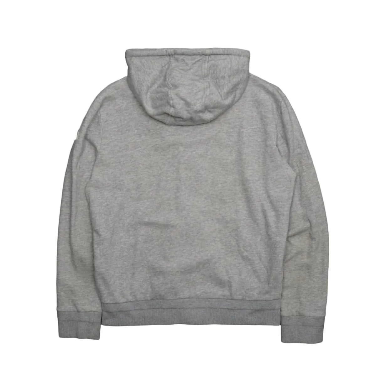Pre-owned Moncler grey zip hoodie with ribbed cuffs and hem, back view