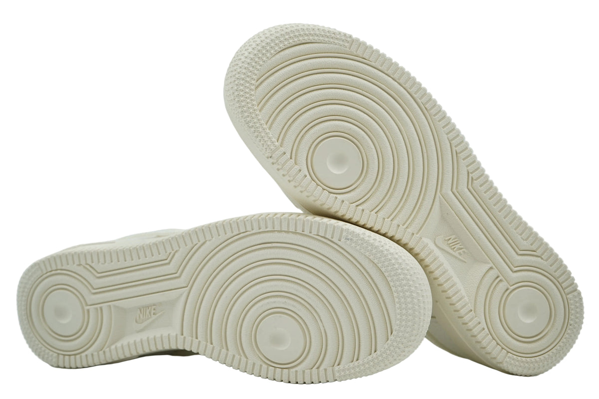 Unworn cream outsoles of brand new Nike Air Force 1 Low sail canvas with full tread