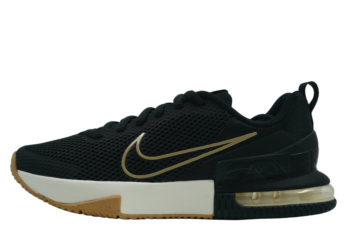 Nike Air Max Alpha Trainer 6 'Black Sail' featuring a stable mesh upper, visible Air cushioning in the heel, and a classic gum rubber outsole. Gym training shoe available at our Malmö store or order online now.