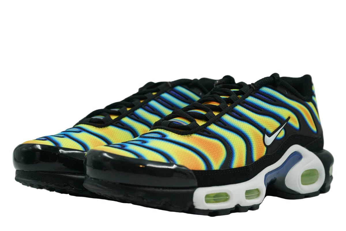 Brand new Nike Air Max Plus TN Heat Map in black with thermal gradient upper, front view