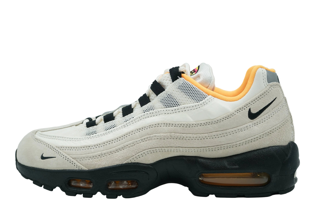 Nike SB Air Max 95 Club 58 in sail suede and mesh with laser orange lining and black midsole, side view