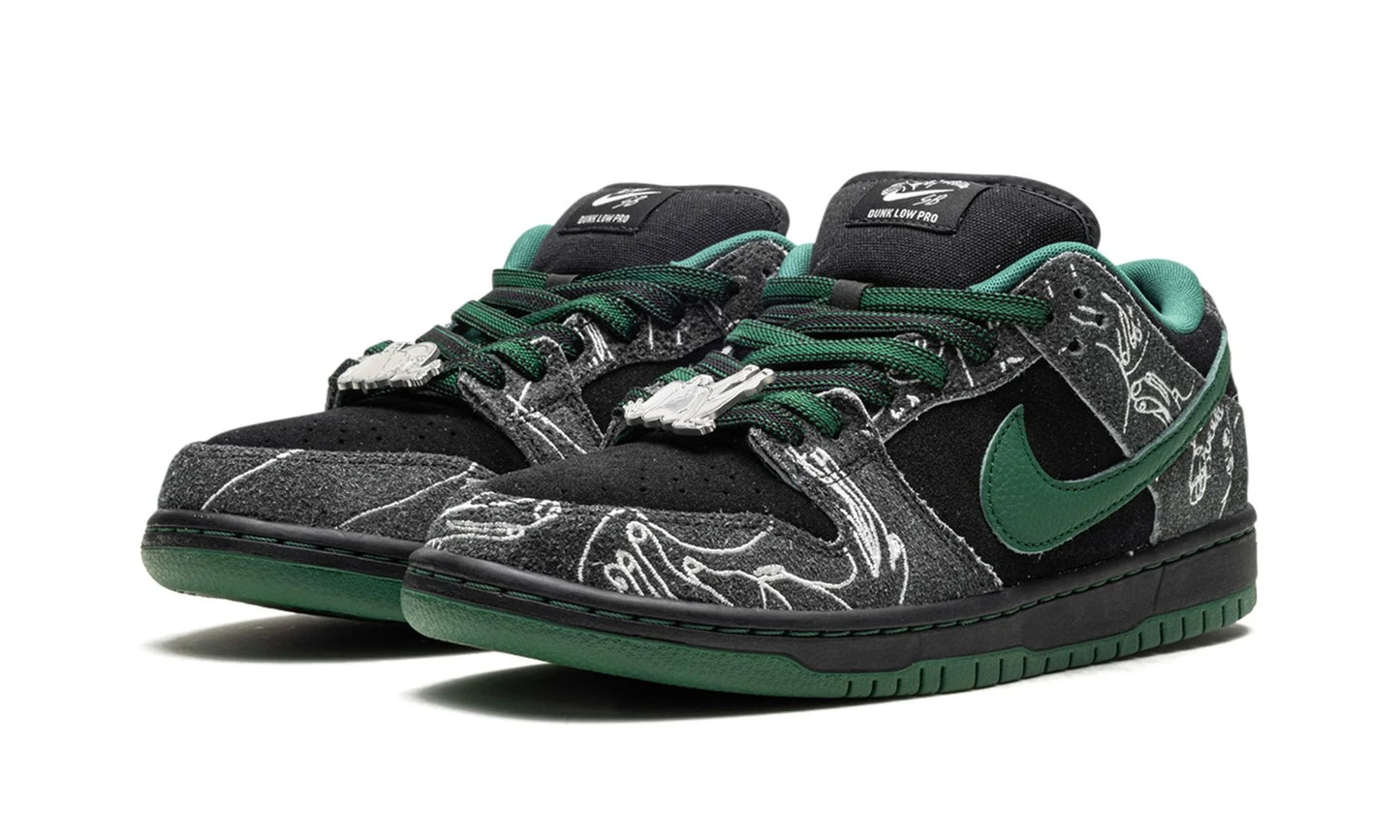 THERE Skateboards x Dunk Low SB Black Gorge Green