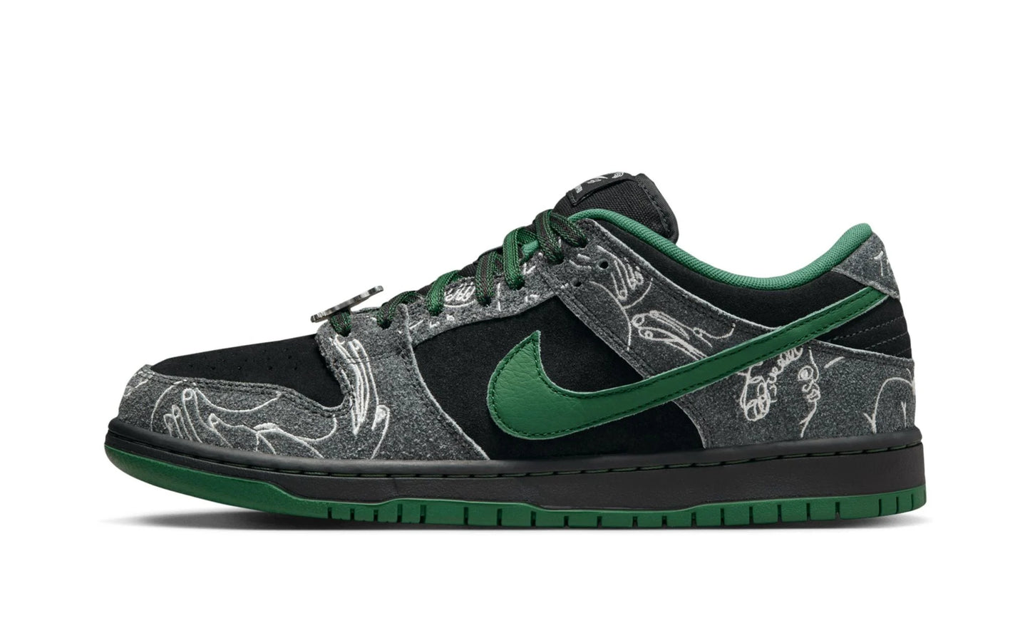 THERE Skateboards x Dunk Low SB Black Gorge Green