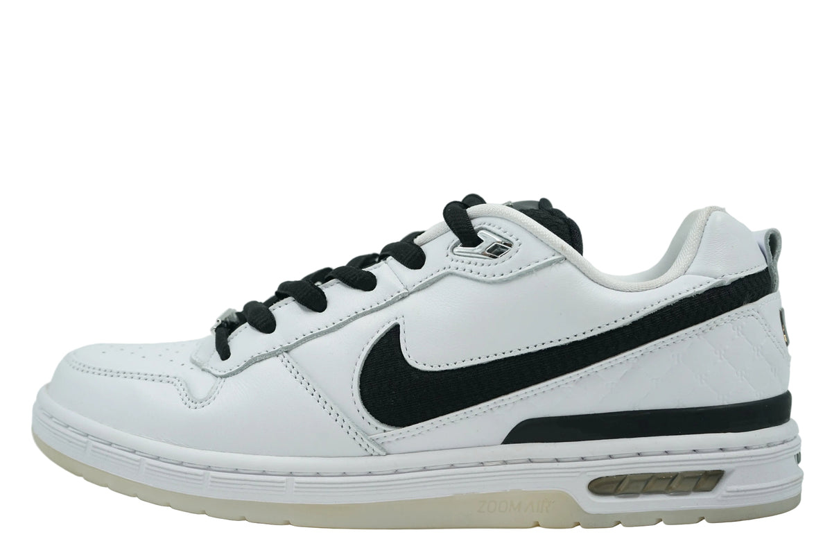 Nike SB Zoom Air Paul Rodriguez 1 OG in white leather with black Swoosh, embossed heel and icy sole, side view