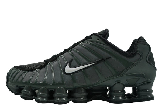 Nike Shox TL 'Iron Grey' featuring a breathable mesh upper with a glossy TPU cage and full-length mechanical cushioning. Y2K style sneaker available at our Malmö store.