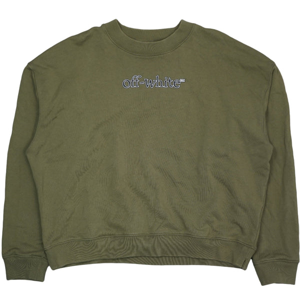 Off-White Big Text Logo Green Crewneck