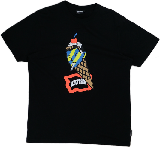 Ice Cream Neon Orange Cherry Black T-Shirt