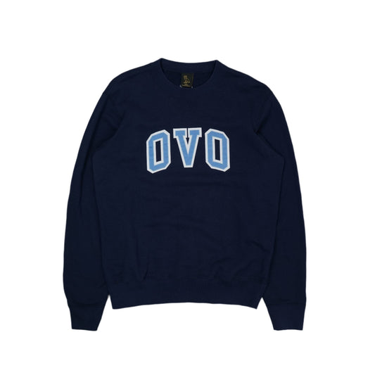 Ovo Chest Text Logo Navy Blue Crewneck - Ovo - SecondPlace
