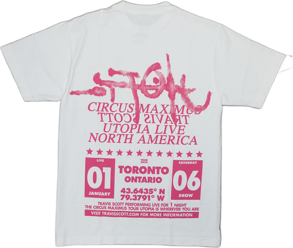 Travis Scott Utopia Circus Maximus Toronto White T-Shirt