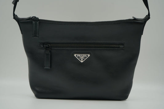 Prada Saffian Black Leather Shoulderbag - Prada - SecondPlace