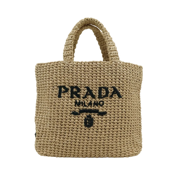 Prada Small Crochet Beige Tote Bag