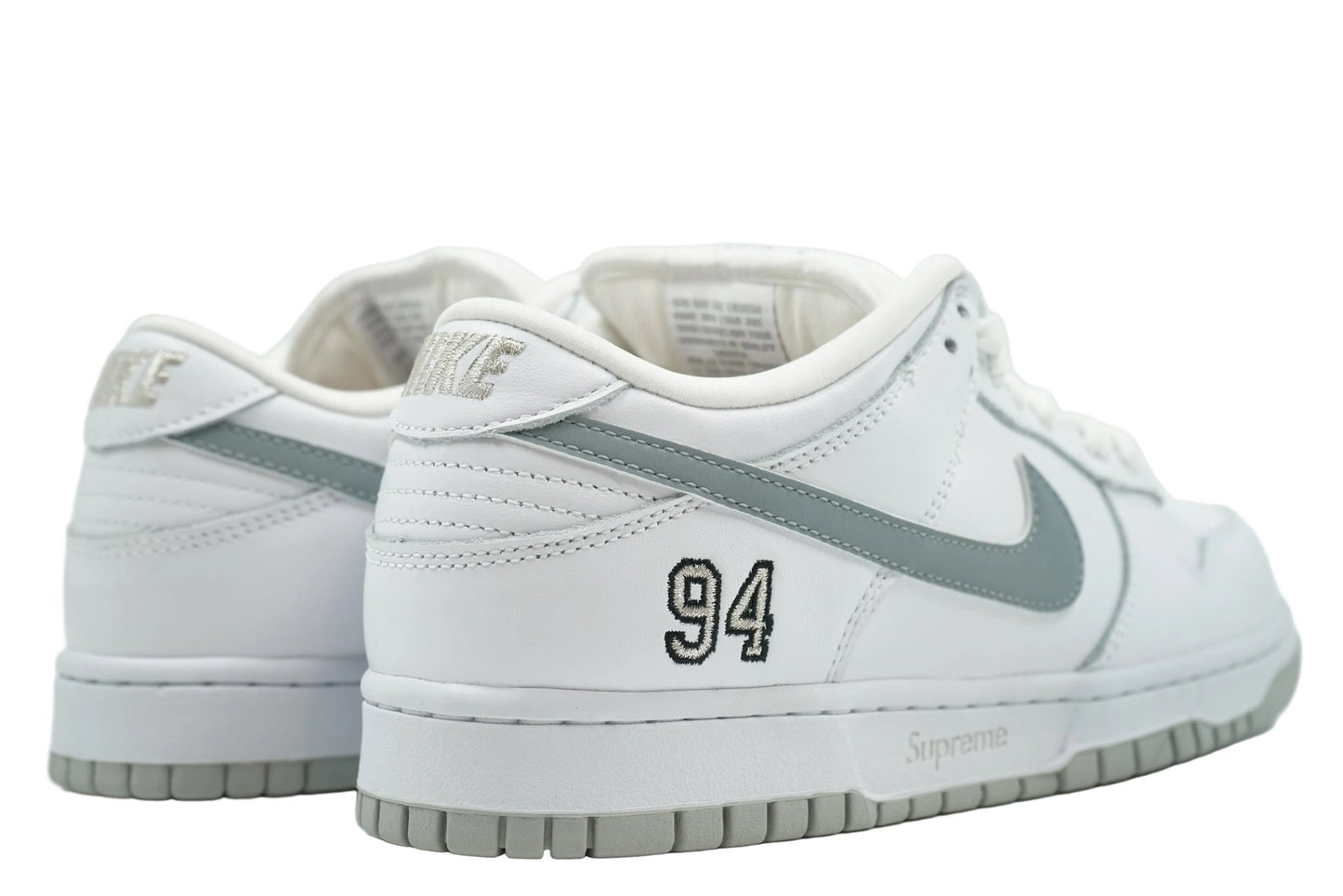 SB Dunk Low Supreme 94 White Metallic Silver - Nike - SecondPlace