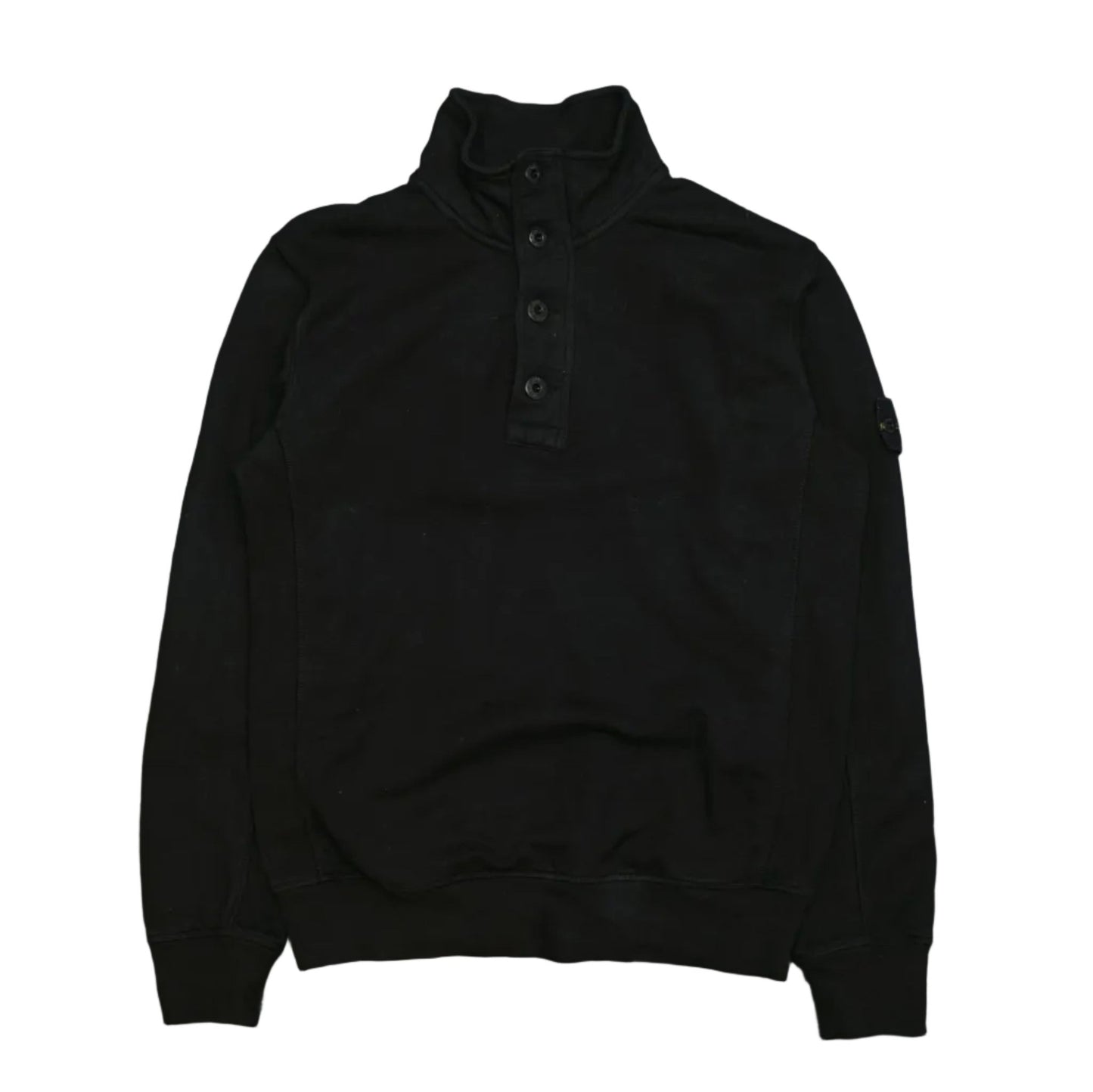 Stone Island 1/3 Zip Button Up Black Sweatshirt - Stone Island - SecondPlace