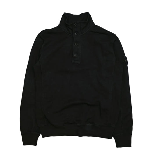 Stone Island 1/3 Zip Button Up Black Sweatshirt - Stone Island - SecondPlace
