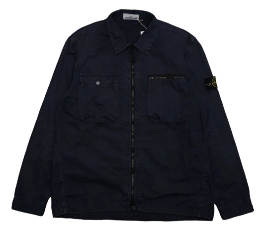 Stone Island Button Pockets Washed Out Blue Overshirt - Stone Island - SecondPlace