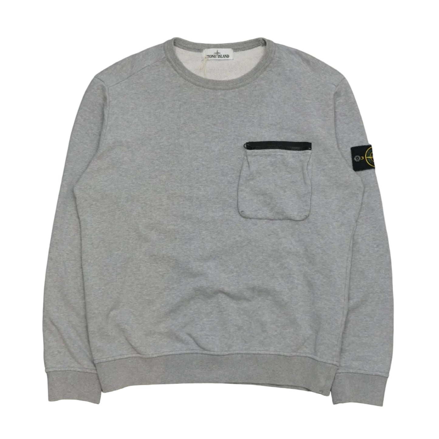 Stone Island Chest Pocket Grey Crewneck - Stone Island - SecondPlace