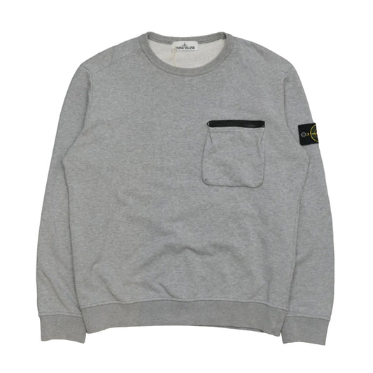 Stone Island Chest Pocket Grey Crewneck - Stone Island - SecondPlace