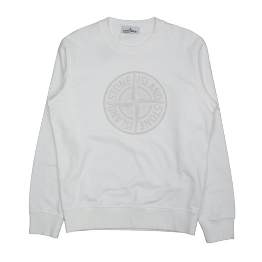 Stone Island Compass Logo White Crewneck - Stone Island - SecondPlace
