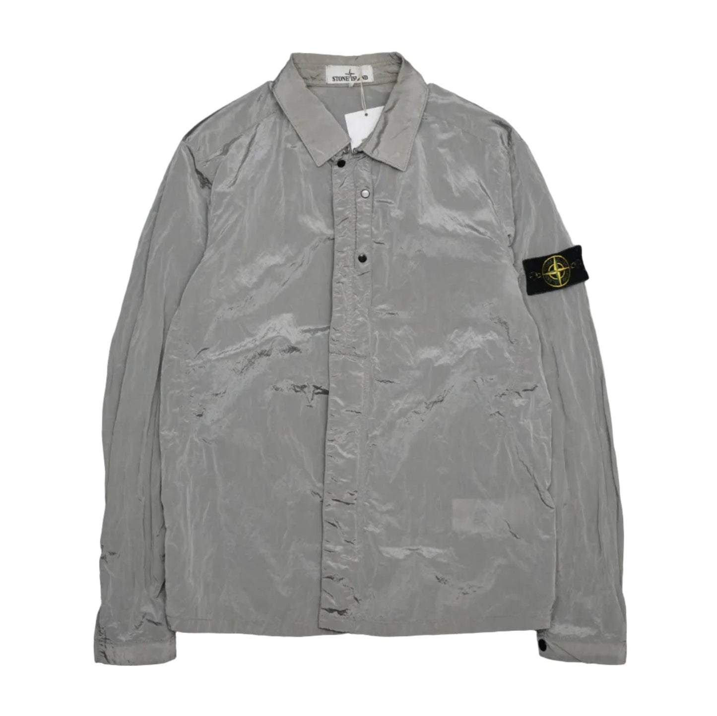 Stone Island Grey Metallic Nylon Overshirt - Stone Island - SecondPlace