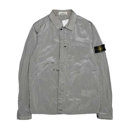 Stone Island Grey Metallic Nylon Overshirt - Stone Island - SecondPlace
