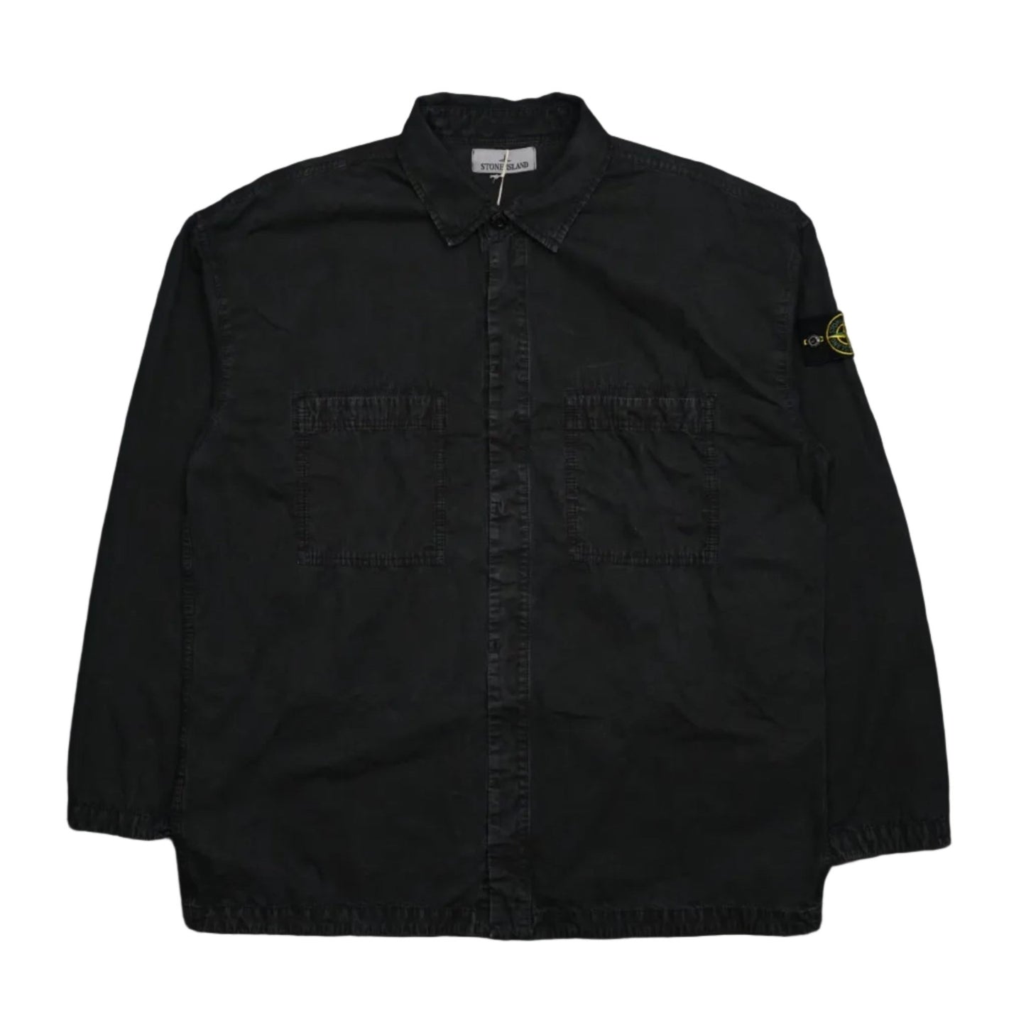 Stone Island High Collar Black Overshirt - Stone Island - SecondPlace